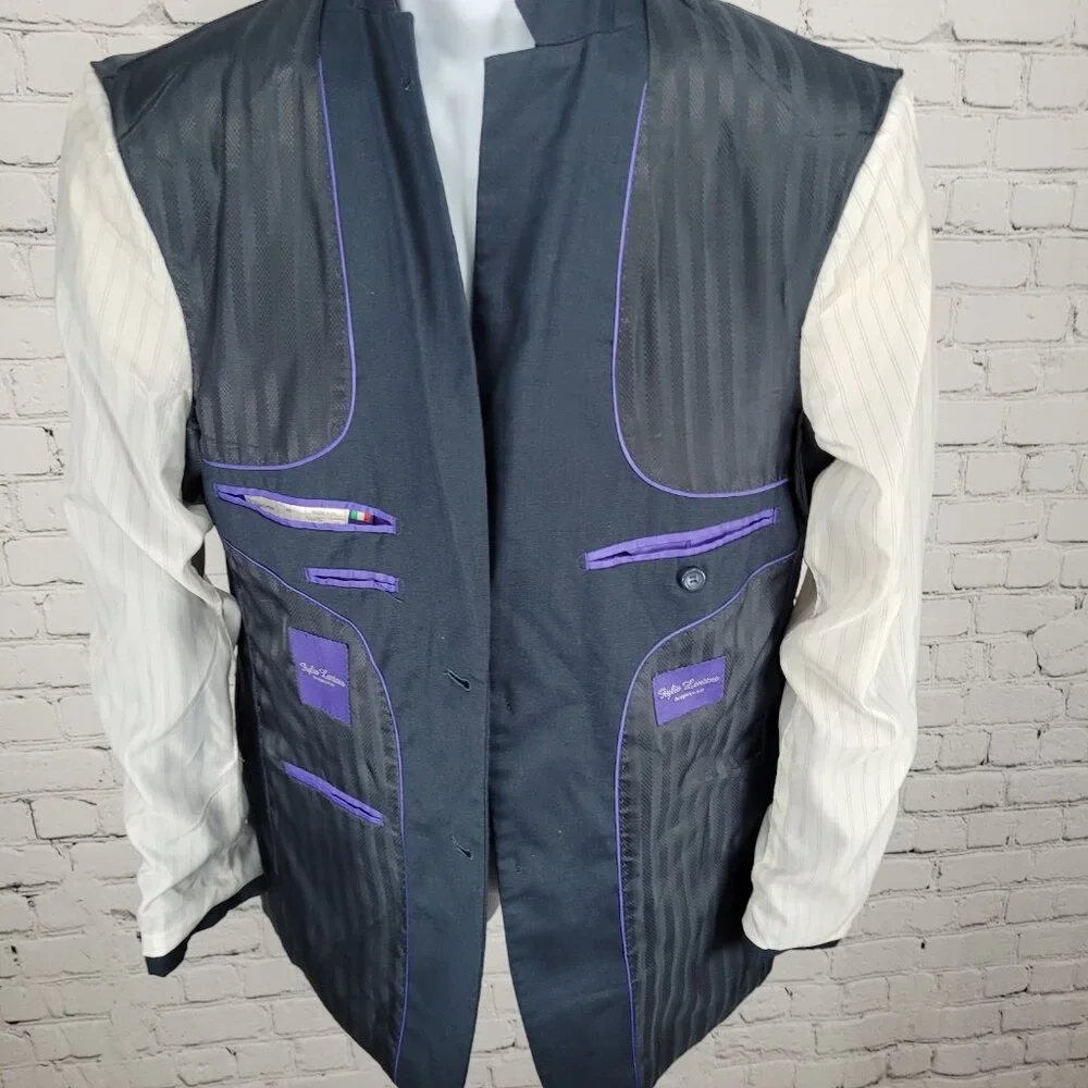 Figlio Lontano Navy 2 Button Single Vented Notch Blazer Sport Coat Size 40R